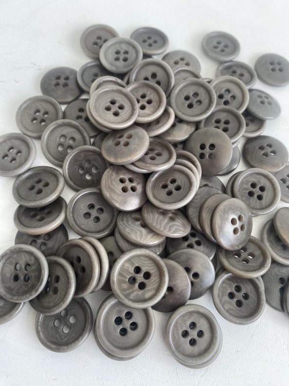 Gritti Group 4 Delikli Organik Düğme 17.5 mm Gri 100 Adet - 6