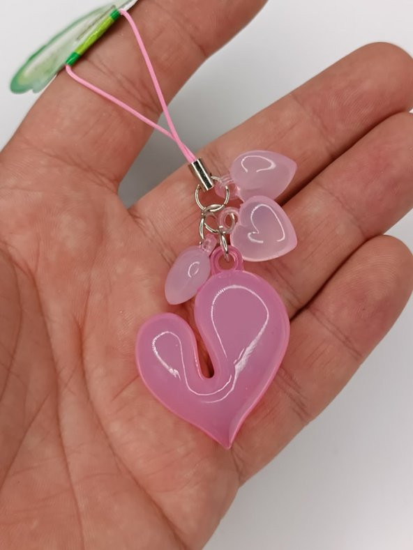 Jelibon Kalp Telefon Askısı Çanta Cüzdan Süsü Açık Pembe 002 - 3