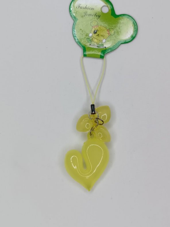 Jelibon Kalp Telefon Askısı Çanta Cüzdan Süsü Sarı 004 - 2