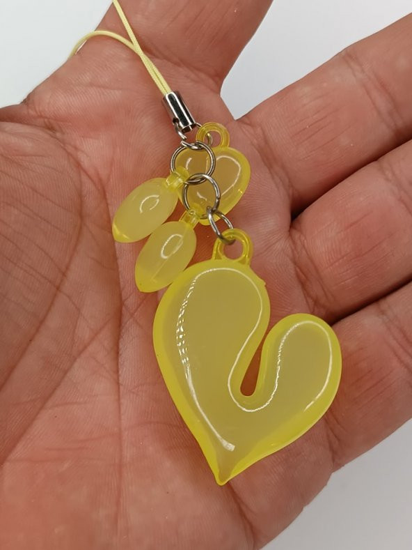 Jelibon Kalp Telefon Askısı Çanta Cüzdan Süsü Sarı 004 - 3