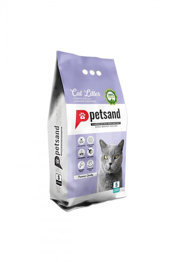 Petsand Lavanta Kokulu Kedi Kumu 5Lt
