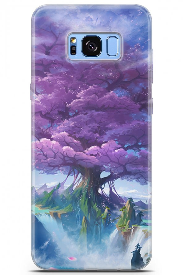 Samsung Galaxy S8 Plus Kılıf Seri Polka 21 Pembe AğaçDarbe Önleyici Kapak - 1