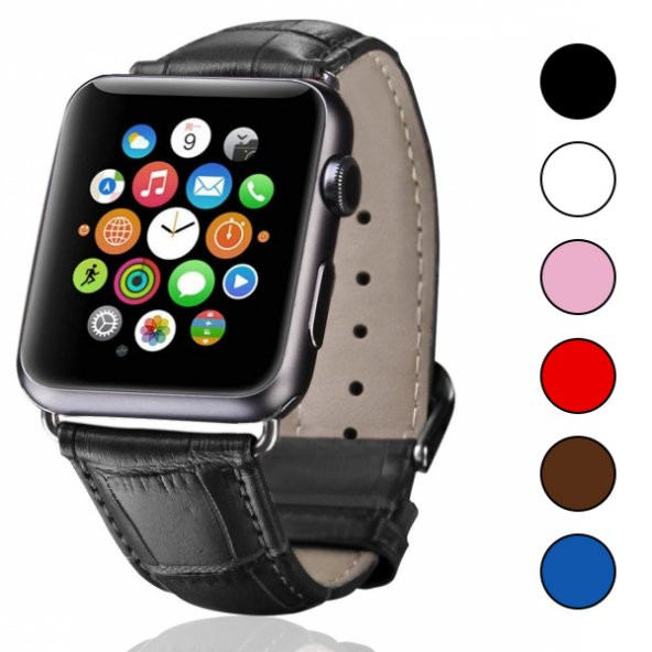 Ally Apple Watch 7-8 41mm 6-5-4 40mm Deri Kordon Kayış Crocodile 3-2-1 38mm