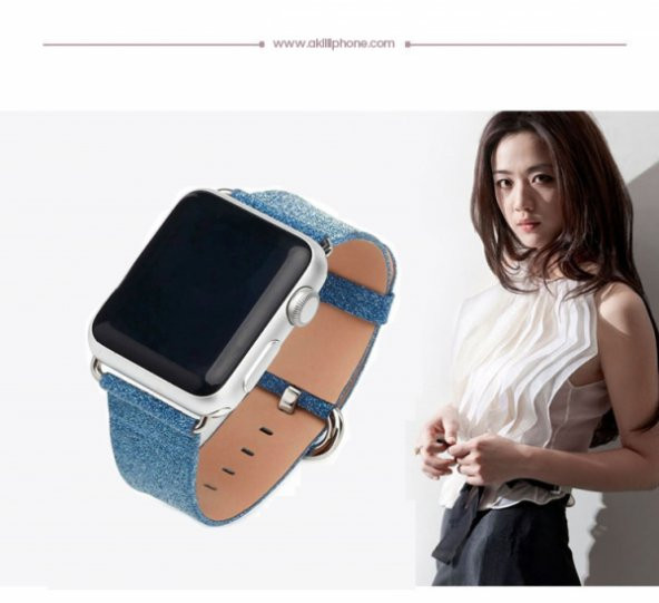 Ally Apple Watch 7-8 45mm 6-5-4 44mm Kordon Kayış Deri İnce Sim İşlemeli 3-2-1 42mm - 3