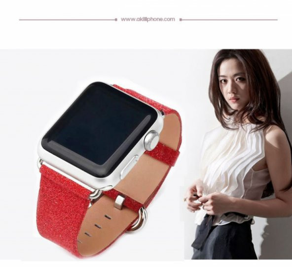 Ally Apple Watch 7-8 45mm 6-5-4 44mm Kordon Kayış Deri İnce Sim İşlemeli 3-2-1 42mm - 5