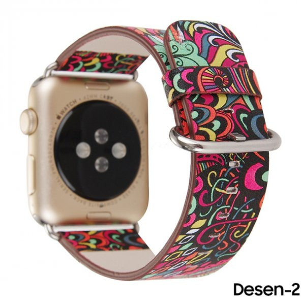 Ally Apple Watch 7-8 45mm 6-5-4 44mm Watch Ultra 49mm Döngü Desenli Pu Deri Kordon Kayış 3-2-1 42mm - 3