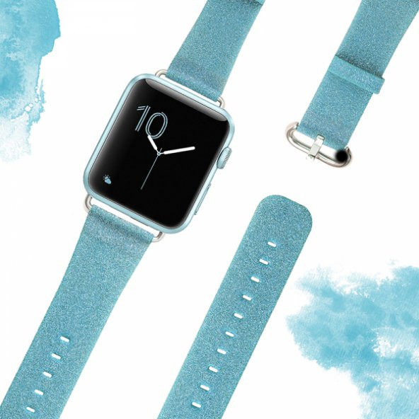 Ally Apple Watch 7-8 45mm 6-5-4 44mm Kordon Kayış Deri İnce Sim İşlemeli 3-2-1 42mm - 7