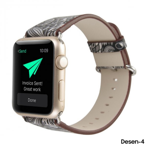 Ally Apple Watch 7-8 45mm 6-5-4 44mm Watch Ultra 49mm Döngü Desenli Pu Deri Kordon Kayış 3-2-1 42mm - 9