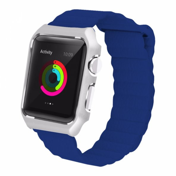 Ally Apple İwatch İçin 6-5-4 44MM Watch Ultra 49MM Deri Loop Kayış+ Metal Koruma Kılıf 1-2-3 42MM - 5