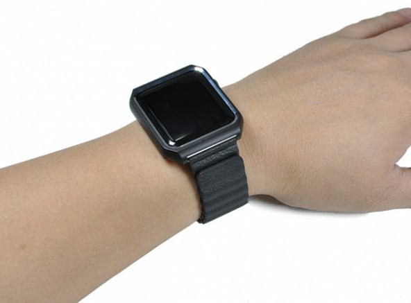 Ally Apple İwatch İçin 6-5-4 44MM Watch Ultra 49MM Deri Loop Kayış+ Metal Koruma Kılıf 1-2-3 42MM - 11