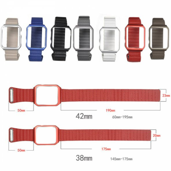 Ally Apple İwatch İçin 6-5-4 44MM Watch Ultra 49MM Deri Loop Kayış+ Metal Koruma Kılıf 1-2-3 42MM - 12