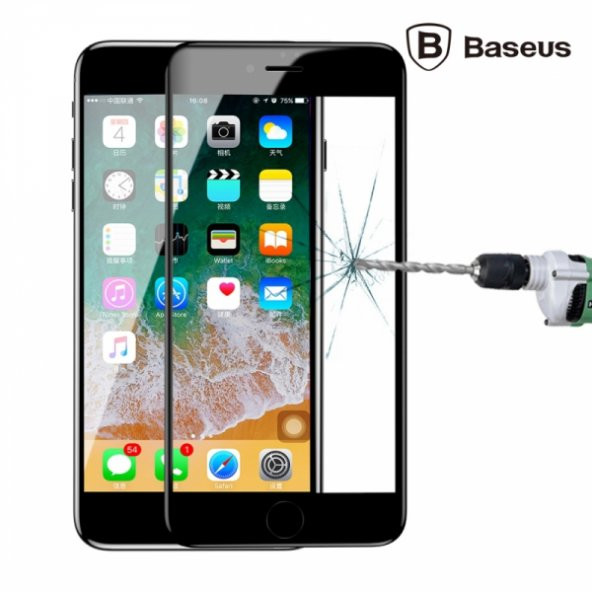 Baseus İPhone 7,8 Plus 4D Cam Ekran Koruyucu  Kavisli Full Kaplama Kırılmaz Cam