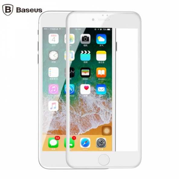 Baseus İPhone 7,8 Plus 4D Cam Ekran Koruyucu  Kavisli Full Kaplama Kırılmaz Cam - 4