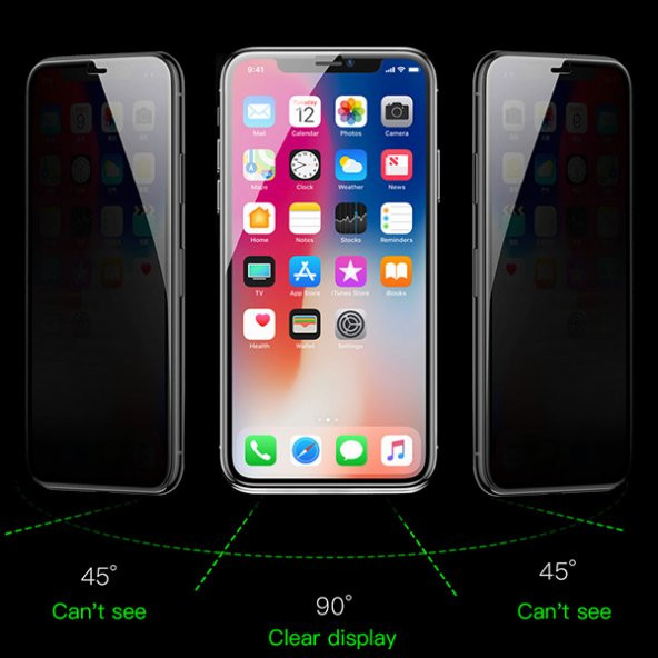 Baseus İPhone 11 Pro Max- XS Max 3D Anti-Peep Privacy Gizlilik Cam Ekran Koruyucu - 4