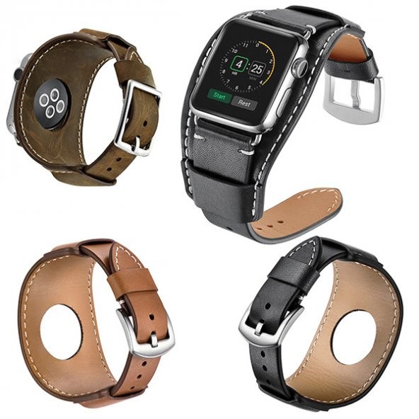 Ally Apple Watch 7-8 41mm 6-5-4 40mm Hakiki Deri Kordon Kayış 3-2-1 38mm