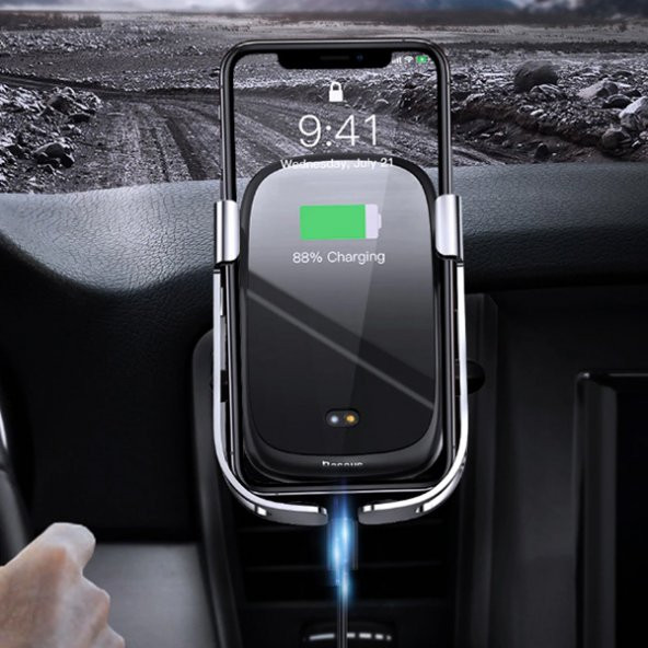 Baseus Rock-Solid Tam Otomatik 10W Wireless Kablosuz Araç Şarj Tutucu - 10