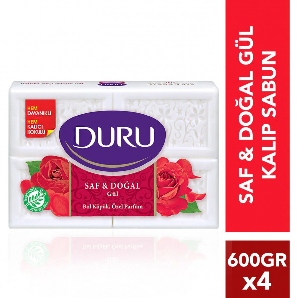 Duru Kalıp Sabun 600 gr Saf&Doğal Gül 4'lü Set - 2