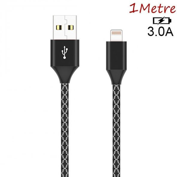 Ally İPhone 13-12 11  3.0A Hızlı Halat Usb Şarj Kablosu 1MM