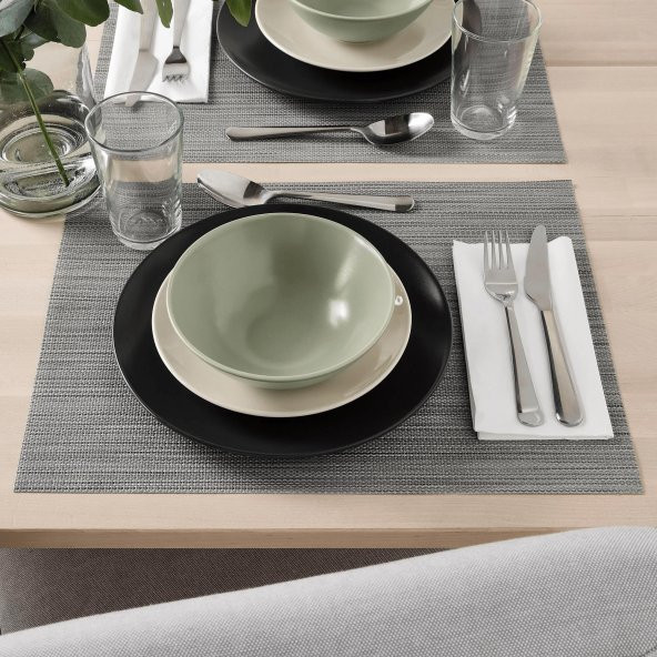 4 Adet Kase Seti, MeridyenDukkan Mat Açık Yeşil ,16 cm Stoneware Fonksiyonel Tasarım - 4