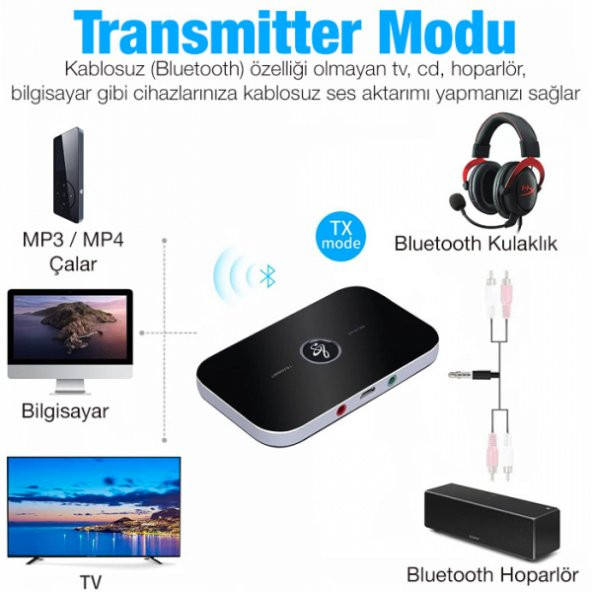 Ally 2in1 Kablosuz Bluetooth 5.0 Ses Alıcı Verici Receiver Transmitter Adaptör - 2