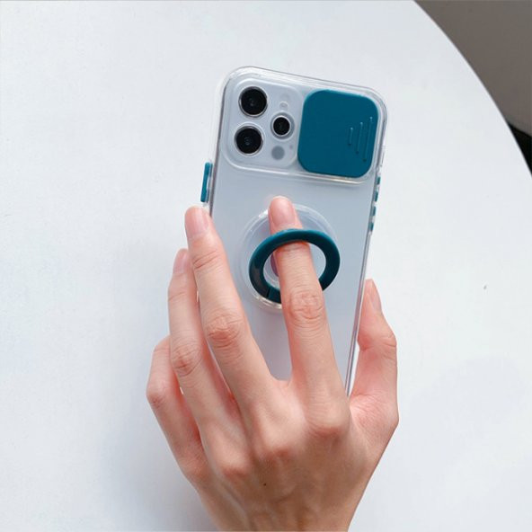 Ally iPhone 11 6.1inç Kılıf Sürgülü Kamera Lens Korumalı Yüzük Standlı Silikon Kılıf - 5