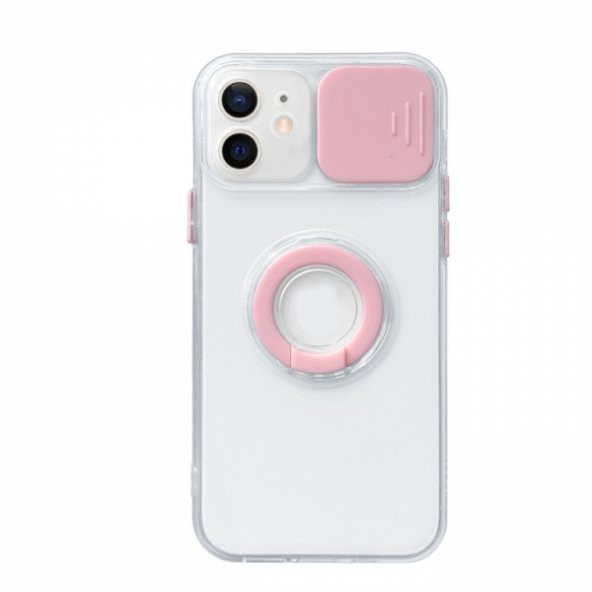 Ally iPhone 11 6.1inç Kılıf Sürgülü Kamera Lens Korumalı Yüzük Standlı Silikon Kılıf - 7