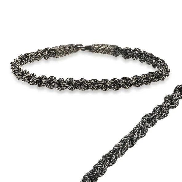 Gümüş Kazaziye Örgü Bileklik  SL1409 - Resim 2