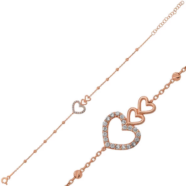 Gümüş Rose Dorissa Üç Kalp Bileklik SL1396 ürün görseli