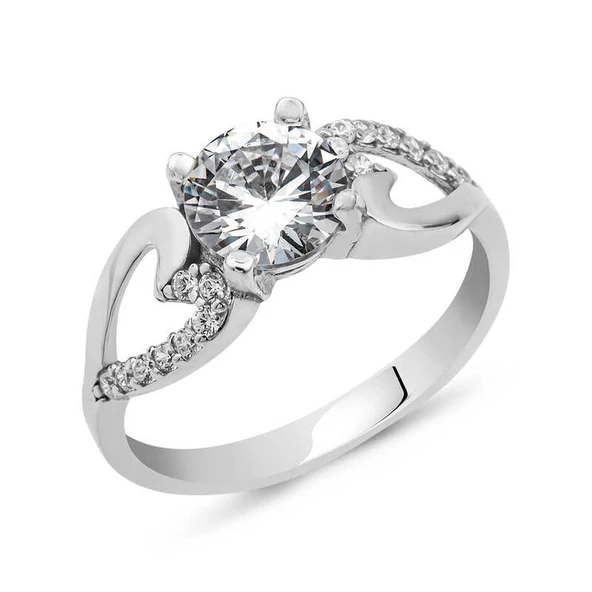 Gümüş Tek Taş Kalp Yüzük SL1332 - Resim 2