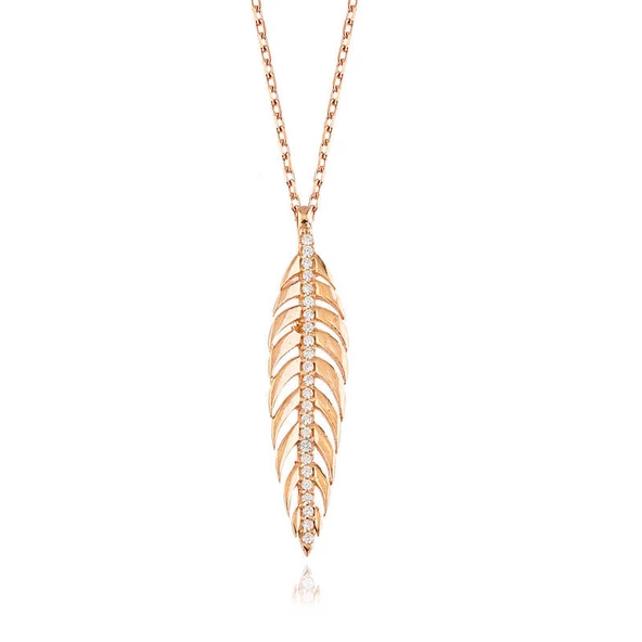 Gümüş Ceviz Yaprağı Bayan Kolye SL1258 ürün görseli