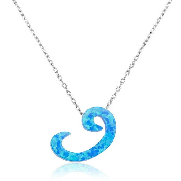 Gümüş Opal Taşlı Vav Bayan Kolye SL1261 ürün görseli