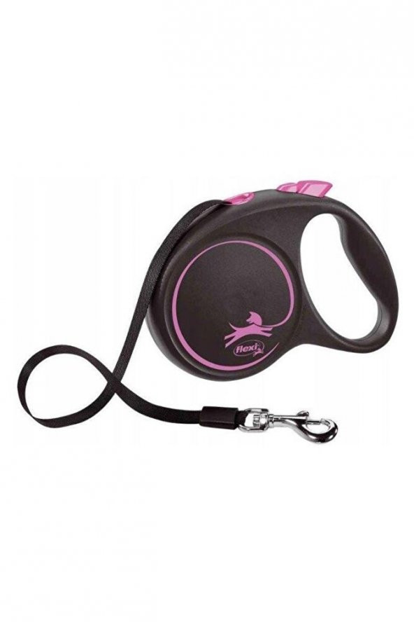 Flexi Black Design Large 5 m Otomatik Şerit Pembe Köpek Gezdirme Kayışı