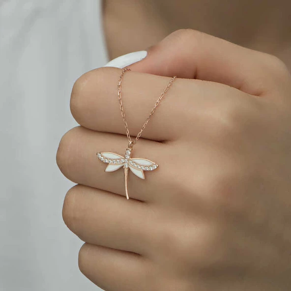 Gümüş Rose Yusufçuk Bayan Kolye SL1383 - Resim 6