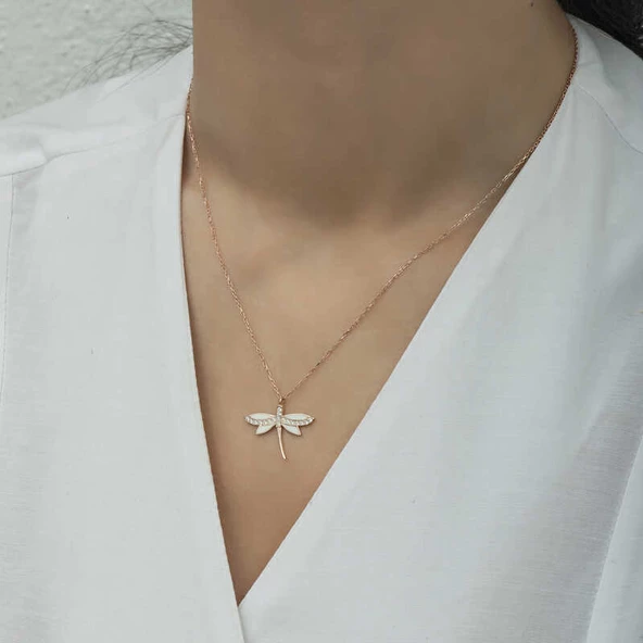 Gümüş Rose Yusufçuk Bayan Kolye SL1383 - Resim 2