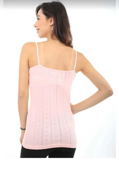 İLKE 223 BAYAN DANTELLİ JAKARLI İP ASKILI ATLET 12 ADET  VİŞNE S - Resim 6