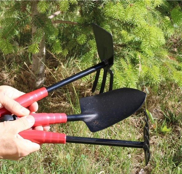 Hırsan Üçlü Bahçe Seti ( Kürek - Çapa - Tırmık ) 25cm  Hobi Seti , Saksı Değişim Aparatlar - 2
