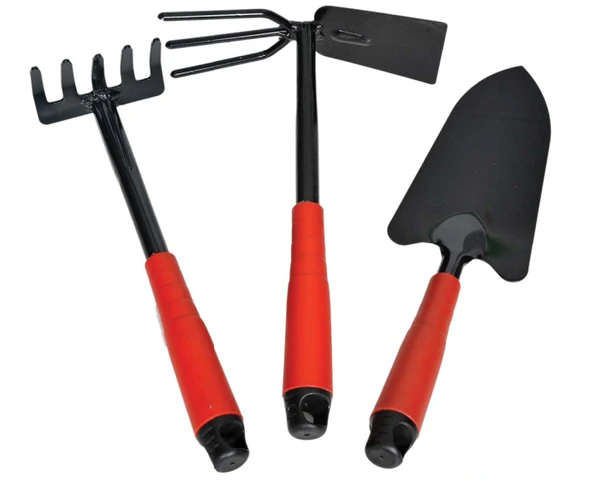Hırsan Üçlü Bahçe Seti ( Kürek - Çapa - Tırmık ) 25cm  Hobi Seti , Saksı Değişim Aparatlar