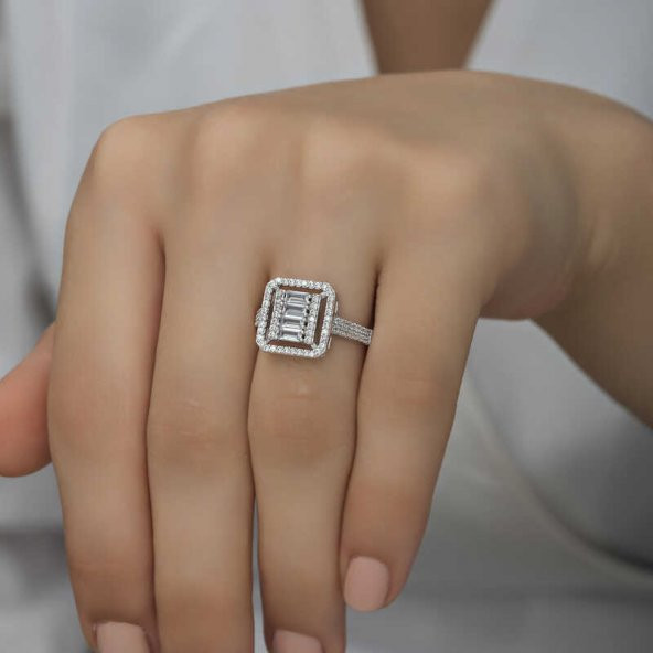 Gümüş Baget Kesim Kadın Yüzük SL1247 - Resim 2