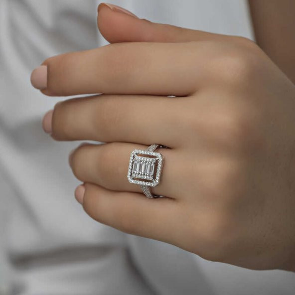 Gümüş Baget Kesim Kadın Yüzük SL1247 - Resim 3