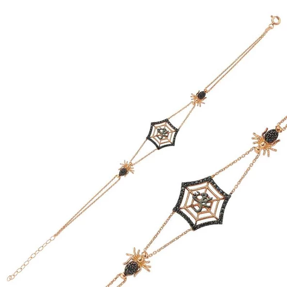 Gümüş Rose Örümcek Ağı Bayan Bileklik SL1370 - 2