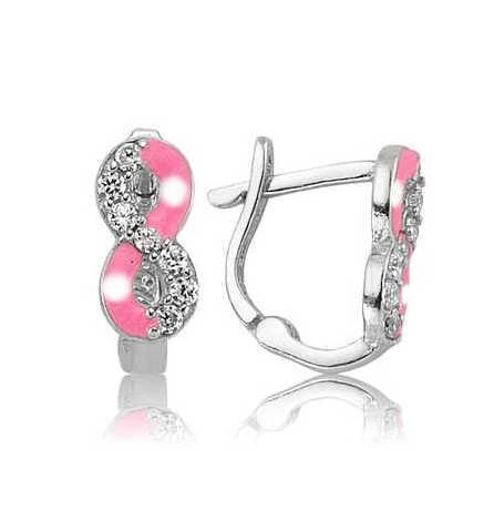 Gümüş Pembe Sonsuzluk Çocuk Küpesi  SL1338 ürün görseli