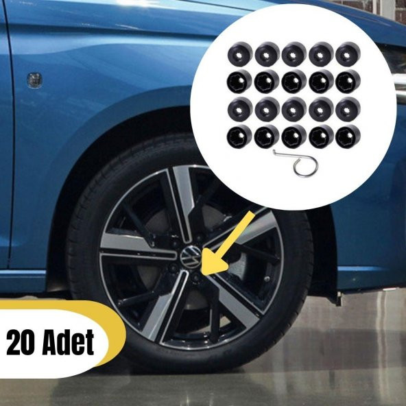 GKL Bijon Kapağı Şifresiz 20 Adet Siyah VW Caddy 2011-2015 1K0601173