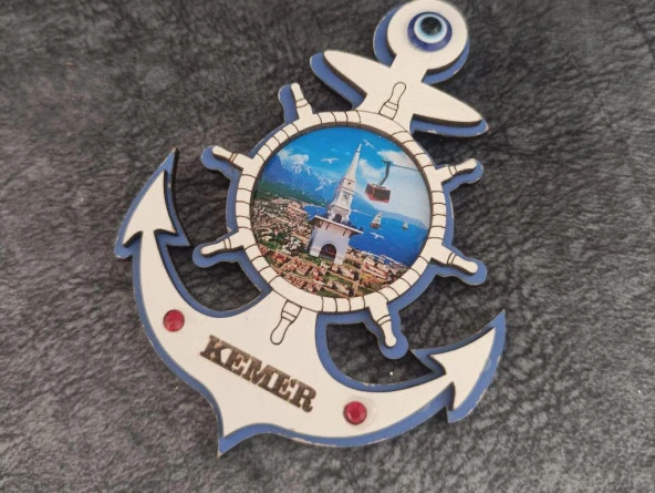 Magnet Gemi Çapa Kule Deniz Buzdolabı Süsü Ahşap Magnet Mıknatıslı Hediyelik Eşya - Resim 2