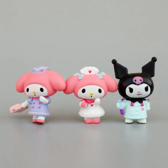 Mini Figür 6 lı Set Sanrio Kuromi My Melody Karakter Figür Oyuncak - 7