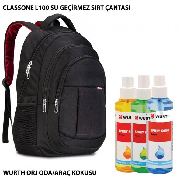 Classone BP-L100 15,6 inch Su Geçirmez Sırt Çantası+ Würth Orji Araç/Oda Kokusu