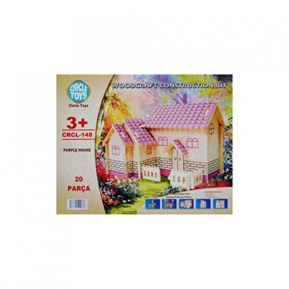 Circle Toys 148 Purple House Mor Ev Ahşap Maket