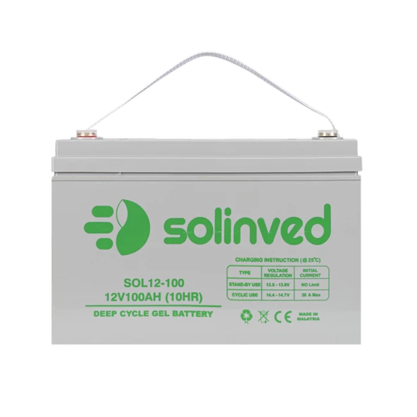 Solinved 12 Volt 100 Amper Jel Akü - 12V 100ah - 1