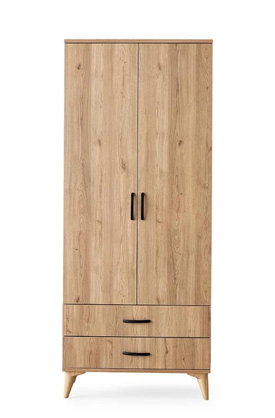Kumsal 2 Kapılı 2 Çekmeceli Gardrop Elbise Dolabı 80x48x195cm - 5
