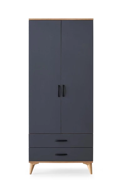 Kumsal 2 Kapılı 2 Çekmeceli Gardrop Elbise Dolabı 80x48x195cm - 7