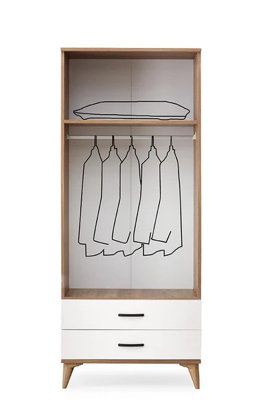 Kumsal 2 Kapılı 2 Çekmeceli Gardrop Elbise Dolabı 80x48x195cm - 4